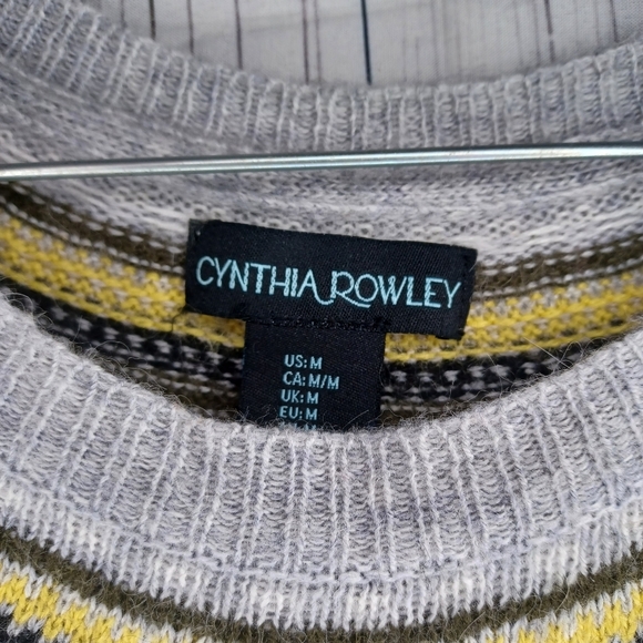 Cynthia Rowley Wool Blend Grey Fair Isle Sweater Dress - Women's M - Picture 7 of 14